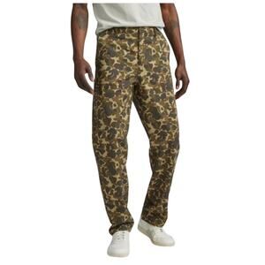 EVERLANE Men’s Linen Blend Army Green Camo Straight Leg Cargo Pants